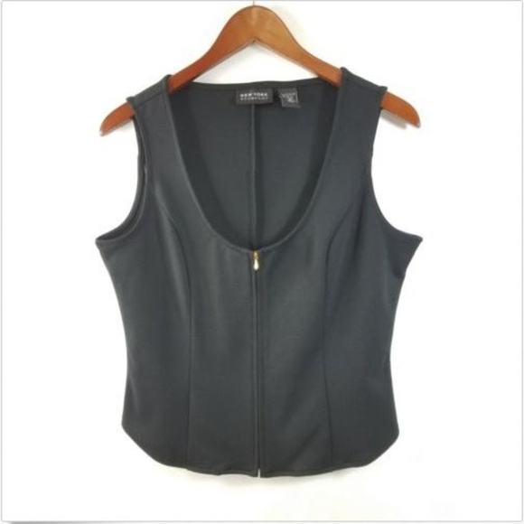 New York & Company Tops - NY&Co Black Bustier Corset Full Zip Front Top